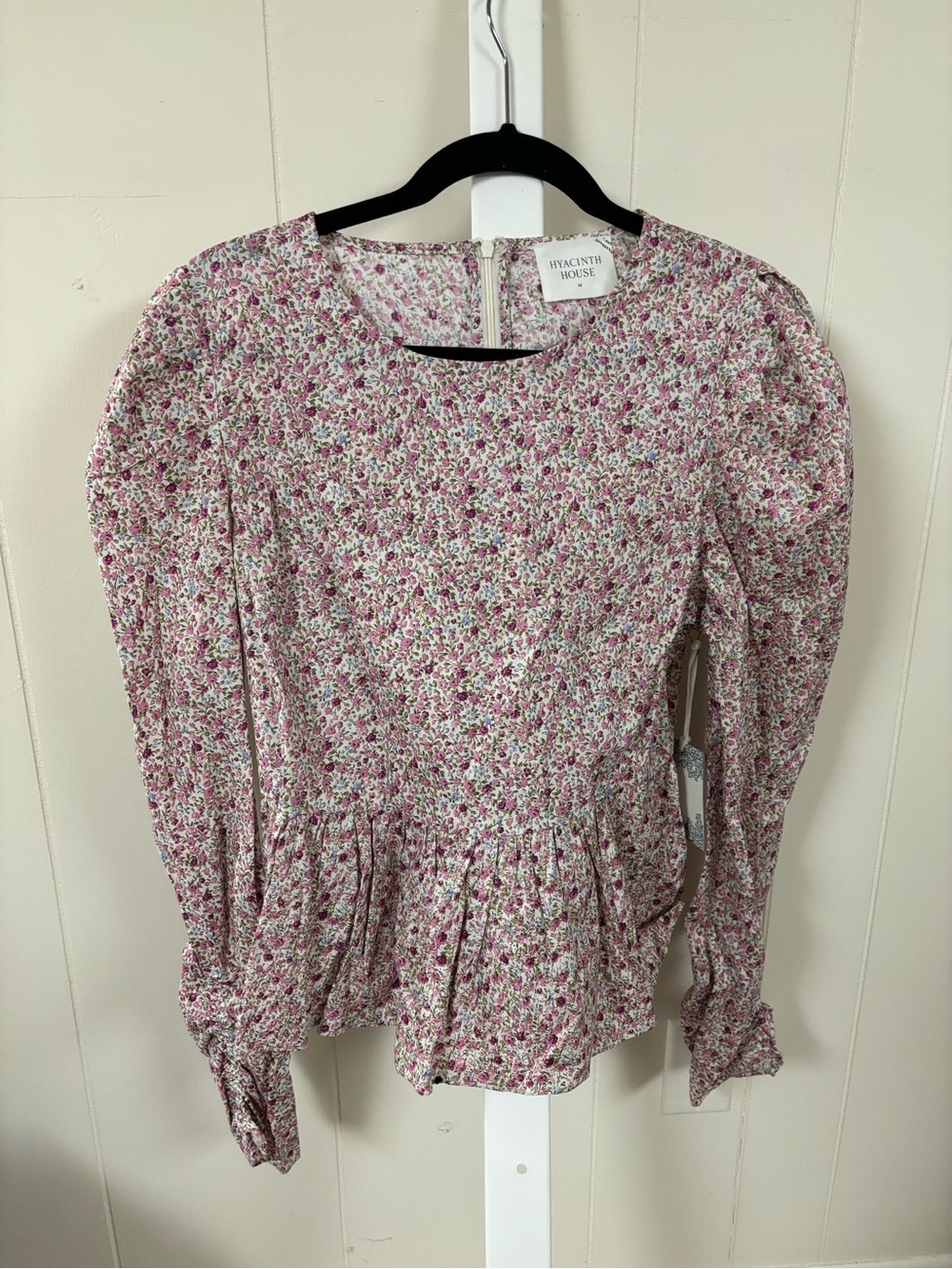 Hyacinth House Floral Puff Sleeve Peplum Blouse